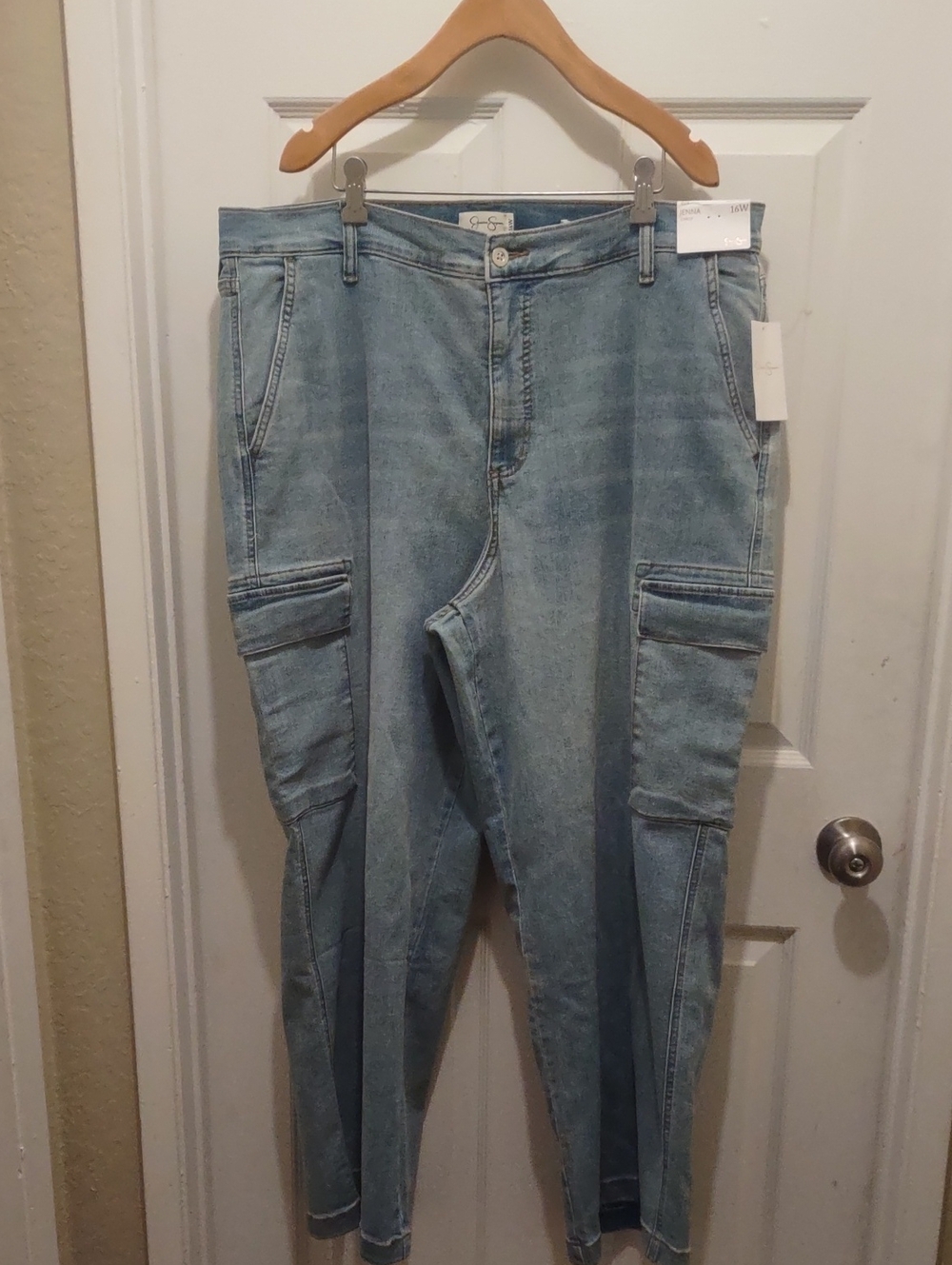 Jessica Simpson Light Blue Cargo Boyfriend Jeans 16 W New